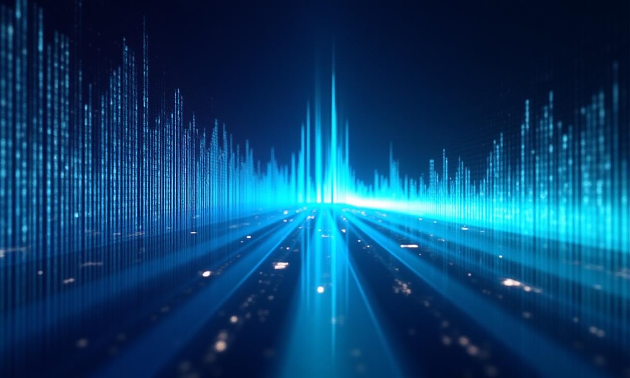 Abstract digital audio waves representing legal structures